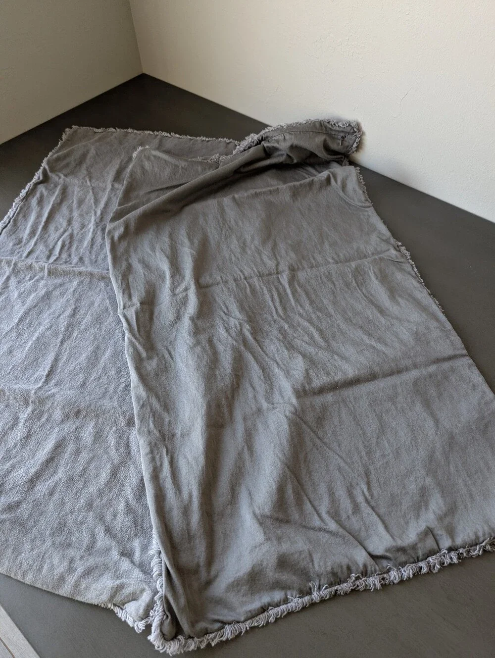 Casaluna Gray Rayon Linen Woven Pillowcases Zipper Size King